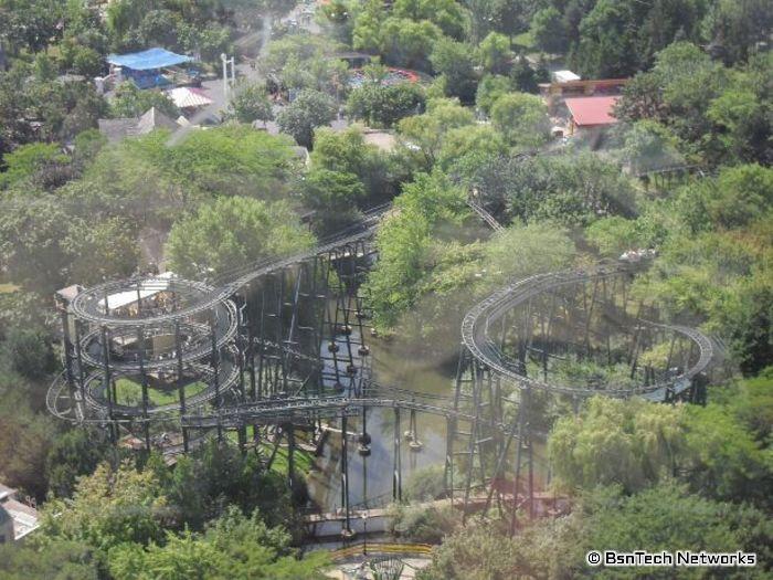 Arial View of Whizzer at Six Flags Great America