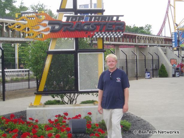 Dan in front of Top Thrill Dragster