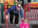 Mommy & baby going on the Snoopy Express Railroad as it went through the track a few times.